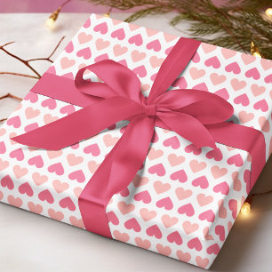 Papel De Regalo Sencillo amor moderno Corazón rosa Blanco