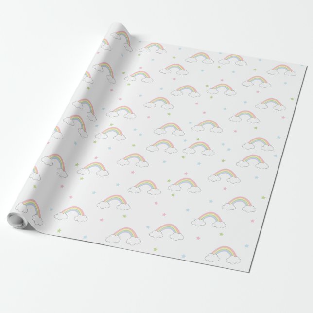 Papel De Regalo Sencillo arcoiris pastel (Desenrollado)
