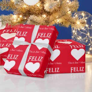 Papel De Regalo Sencillo corazón blanco español feliz Día de San V