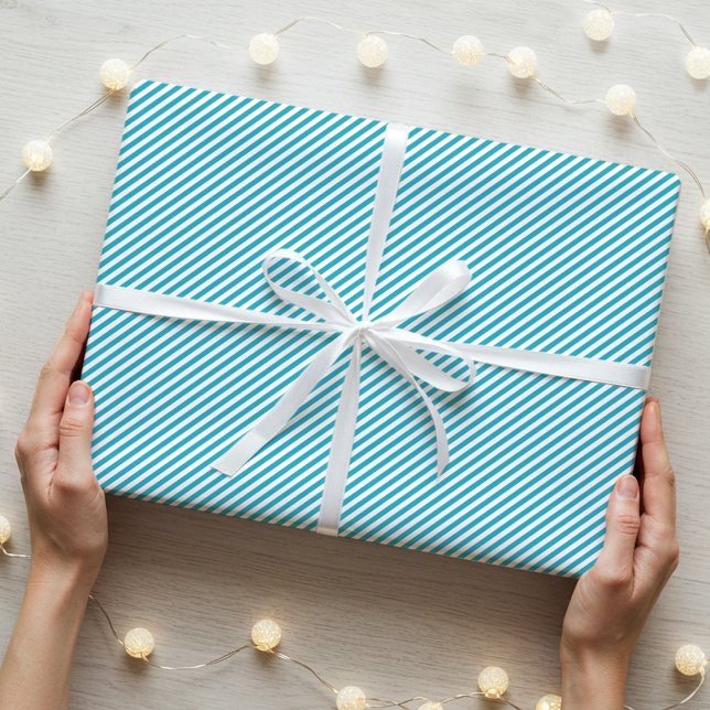 Papel De Regalo Sencillo elegante estriado patrón Verde azulado (Subido por el creador)