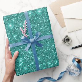 Papel De Regalo Sencillo Glam Turquesa Brillante Brillo