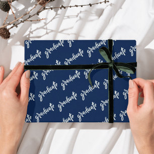 Papel De Regalo Sencillo guion azul y blanco para fiesta de gradua