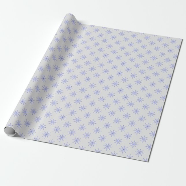 Papel De Regalo Sencillo paro de nieve azul y gris (Desenrollado)