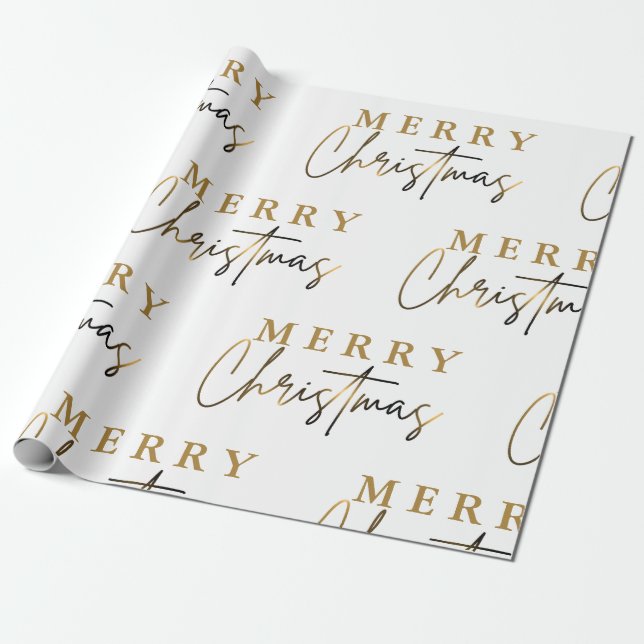 Papel De Regalo Sencillo y elegante Monograma Feliz Navidad (Desenrollado)