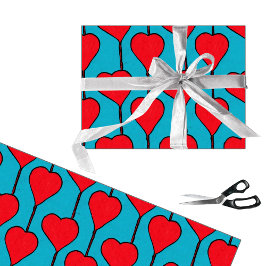 Papel De Regalo Sencillos corazones azules y rojos