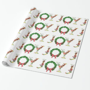 Papel De Regalo Sencillos Navidades florales escribieron alegre