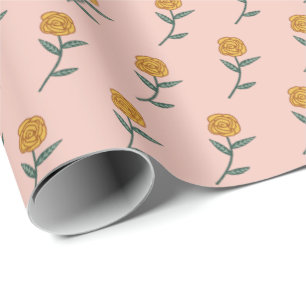 Papel De Regalo Sencillos Rosas dorados Ditsy Floral Pink Holiday