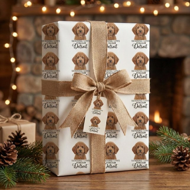 Papel De Regalo Sending Love From Detroit Wrapping Paper (Detroit love, custom made.)