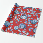 Papel De Regalo Señora azul Christmas Red Vintage Large Toile<br><div class="desc">Papel de embalaje floral de Toile del vintage moderno. El fondo es transparente así que usted puede elegir su color de encargo.</div>