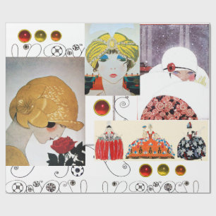 PAPEL DE REGALO SEÑORA CON ROSA ROJA, COSTUMBRE DE MODA DE BELLEZA