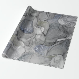 Papel De Regalo Sensaciones de mármol de plata gris