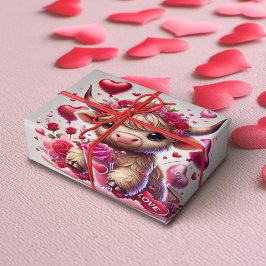 Papel De Regalo Sentido dulce Highland Cow Valentines