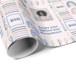 Papel De Regalo Sentimiento de la edad Boho Arcoiris Rosa Azul Ver