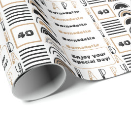 Papel De Regalo Sentimiento de la edad del nombre Retro Arcoiris M