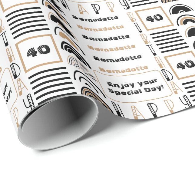 Papel De Regalo Sentimiento de la edad del nombre Retro Arcoiris M (Esquina del rollo)