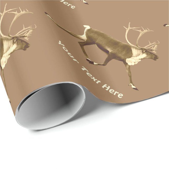Papel De Regalo Sepia Bull Caribou (Esquina del rollo)