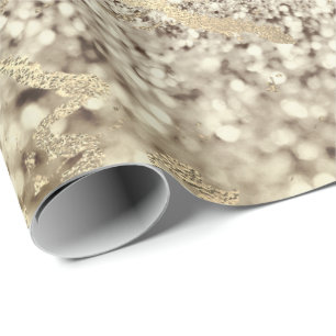 Papel De Regalo Sepia Creamy Foxier Gold Marble Luminoso Estrollo