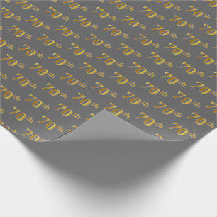 Papel De Regalo Septuagésimo) acontecimiento gris, falso del oro