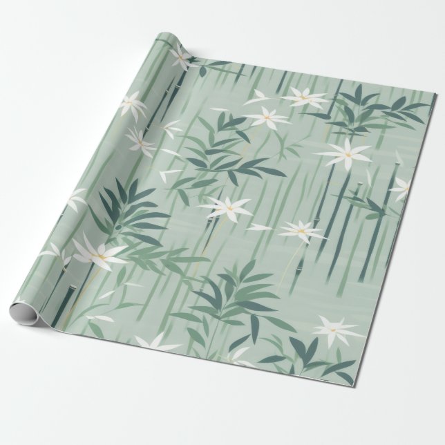 Papel De Regalo Serena Flor de Bambú Asiática  (4) (Desenrollado)