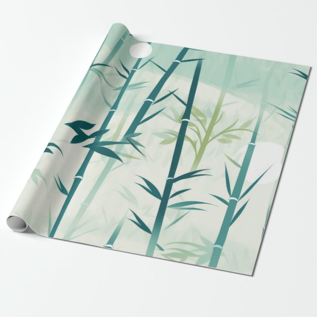 Papel De Regalo Serena Flor de Bambú Asiática  (5) (Desenrollado)