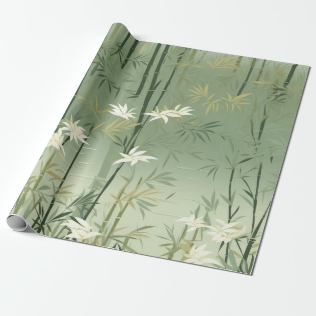 Papel De Regalo Serena Flor de Bambú Asiática  (6) (Desenrollado)