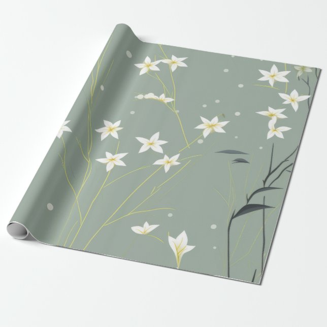 Papel De Regalo Serena Flor de Bambú Asiática  (8) (Desenrollado)