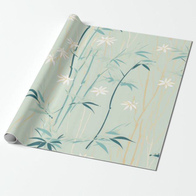 Papel De Regalo Serena Flor de Bambú Asiática  (9) (Desenrollado)
