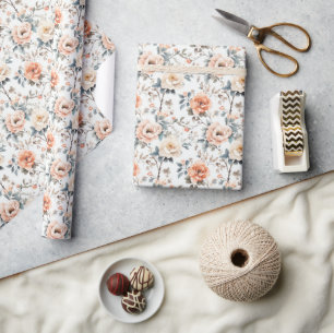 Papel De Regalo Serena Floral Acuarela de Melocotón