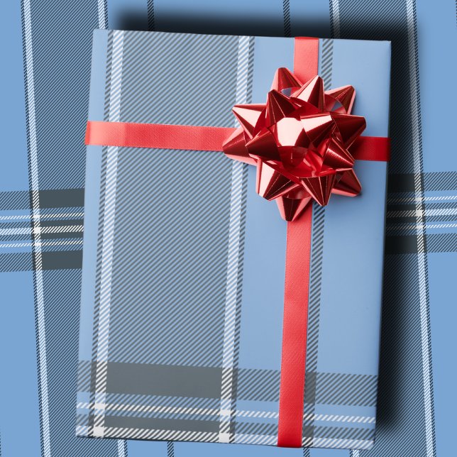 Papel De Regalo Serene Sky Blue and Slate Winter Tartan Plaid (Subido por el creador)