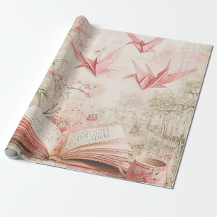 Papel De Regalo Serenidad de origami de sakura vintage (1)