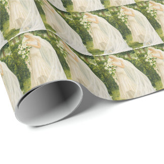 Papel De Regalo Serenity in Ivory: A Bride in a garden