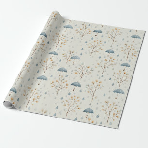 Papel De Regalo Sereno patrón floral de jardín de lluvia (10)