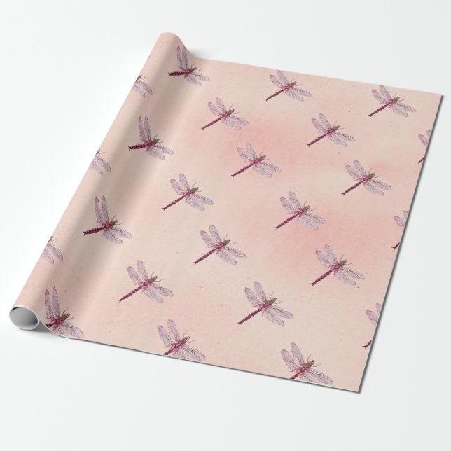 Papel De Regalo Serie Libélulas Vintage Diseño 2 (Desenrollado)