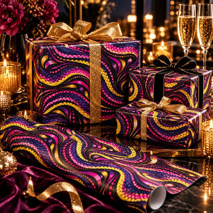 Papel De Regalo Serpiente Eléctrica Opulencia Rosa Púrpura
