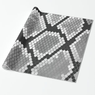 Papel De Regalo Serpiente impresión gris, del blanco y del negro
