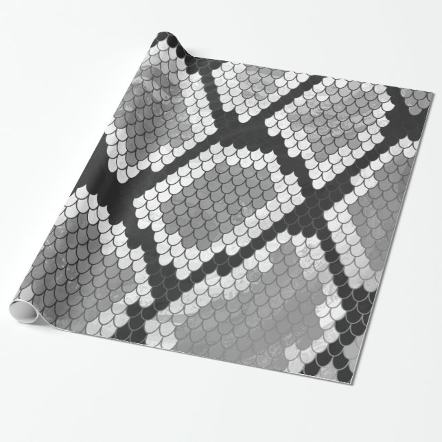 Papel De Regalo Serpiente impresión gris, del blanco y del negro (Desenrollado)