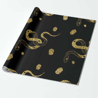 Papel De Regalo Serpiente negra dorada espeluznante Truco o trato 
