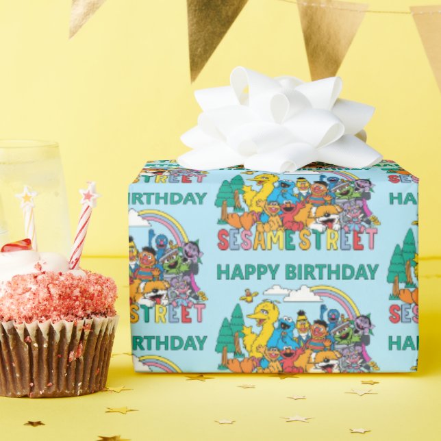 Papel De Regalo Sesame Street | Ola de Arcoíris (Fiesta de cumpleaños )