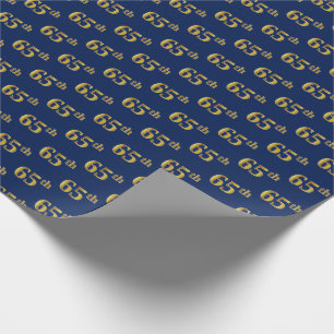 Papel De Regalo Sesenta-Quinto) acontecimiento azul, falso del oro