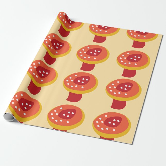 Papel De Regalo Seta de hongo rojo amarillo (Desenrollado)
