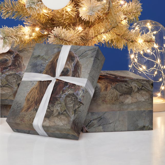 Papel De Regalo Setters irlandeses con Woodcock - Cacería de la pa (Vacaciones)