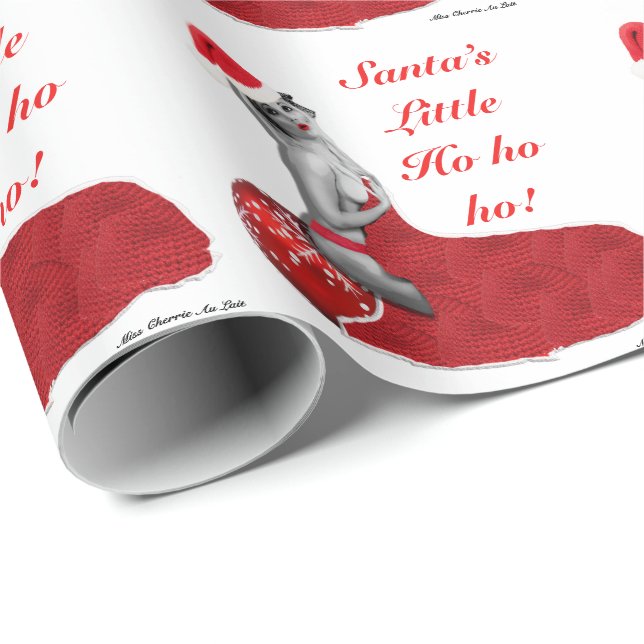 Papel De Regalo Sexy Santa Pinup Chica Navidades festivos regalo (Esquina del rollo)