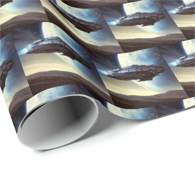 Papel De Regalo SF Orbiting Spaceship 2 (Esquina del rollo)