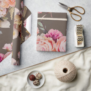 Papel De Regalo Shabby Chic Moderno de color rosa floral rústico