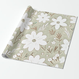 Papel De Regalo Shabby Chic Natural Stone Retro Daisy Patterado