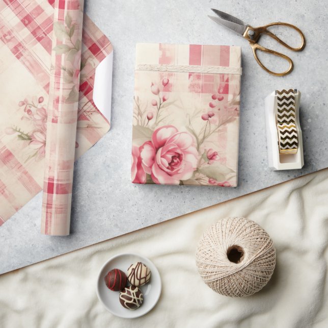 Papel De Regalo Shabby Chic Navidades con problemas Tartán (Artesanía)