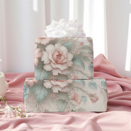 Papel De Regalo Shabby Chic Rubor Pink Sage Green Boho Rosa Floral