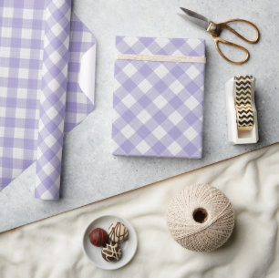 Papel De Regalo Shabby Chic White Light Violet Purple Gingham