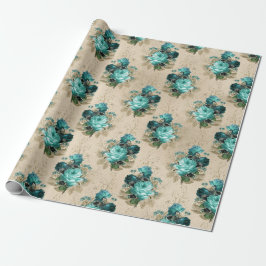 Papel De Regalo Shabby Floral Aqua Series Design 3