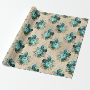 Papel De Regalo Shabby Floral Aqua Series Design 3